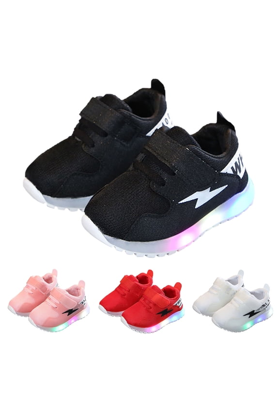 Little Boys Girls Shoes Light Up Shoes Sport Sneakers for Toddler Boys Girls Black,8(Toddler/Little Kid)