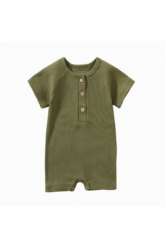 Newborn Baby Boys Girls Romper Jumpsuit Cotton Linen Sleeveless Ruffled Bodysuit Infant Spring Summer Clothes Outfits (Green,0-3 Months)