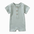 thumbnail image 1 of Xyant Newborn Baby Boys Girls Romper Jumpsuit Cotton Linen Sleeveless Ruffled Bodysuit Infant Spring Summer Clothes Outfits (Light Green,9-12 Months), 1 of 4
