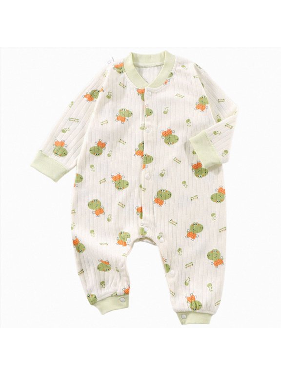 Newborn Baby Boys Girls Rompers Long Sleeve Toddler Romper Cute Print Romper Jumpsuits Unisex Cotton Infant Clothes,0-18 Months
