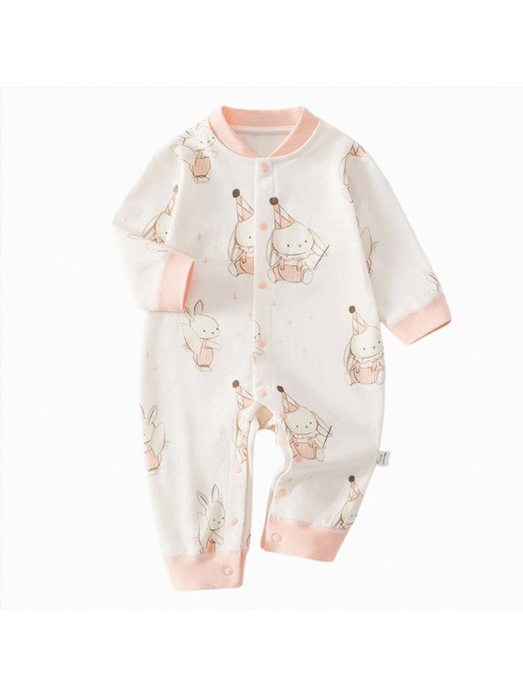 Newborn Baby Boys Girls Rompers Long Sleeve Toddler Romper Cute Print Romper Jumpsuits Unisex Cotton Infant Clothes,0-18 Months