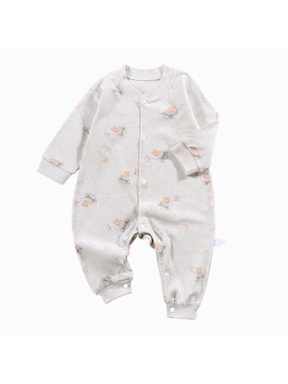 Newborn Baby Boys Girls Rompers Long Sleeve Toddler Romper Cute Print Romper Jumpsuits Unisex Cotton Infant Clothes,0-24 Months