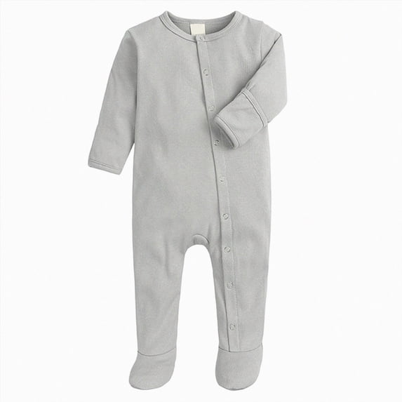 Xyant Newborn Baby Footed Pajamas with Mitten Cuffs Cotton Snap-Up Baby Sleepers for Sleep and Play Footies 0-12 Months (Grey,9-12 Months)