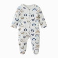 thumbnail image 1 of Xyant Newborn Baby Romper Unisex Cotton Pajamas for Infant Baby Boys Girls Long Sleeve Button Footed Jumpsuits 0-12 Months, 1 of 5