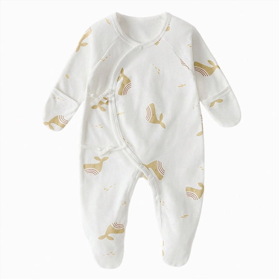 Xyant Newborn Baby Romper Unisex Cotton Pajamas for Infant Baby Boys Girls Long Sleeve Button Footed Jumpsuits 0-6 Months