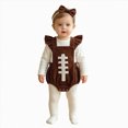 thumbnail image 1 of Xyant Newborn Football Romper Baby Girl Corduroy Overalls Infant Football Onesie Bodysuit Game Day Outfit with Headband,Size 12-18 Months, 1 of 9