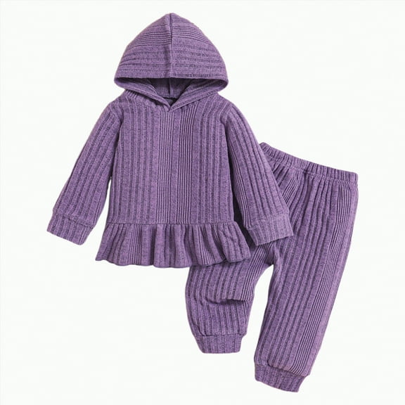 Xyant Newborn Infant Baby Girl Clothes Fall Winter Outfits Long Sleeve Sweatshirts Pants Cute Baby Girl Outfits Set (Purple,18-24 Months)