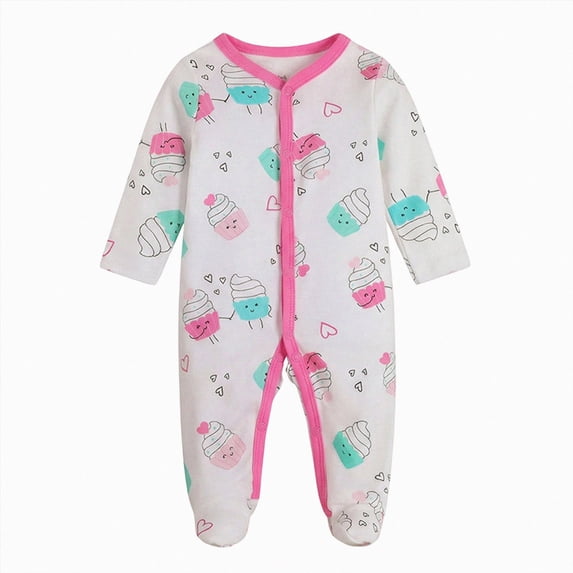 Xyant Newborn Romper Coming Home Outfit Unisex Cotton Pattern Button Footed Jumpsuits for Infant Baby Boys Girls 0-12 Months