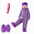 thumbnail image 1 of Xyant Silly Onesie Funny Big Mouth Monster Onesie Fleece Hooded One Piece Pajamas for Boys Girls 2-10 Years Soft Plush Loungewear (Dark Purple,2-3 Years), 1 of 6