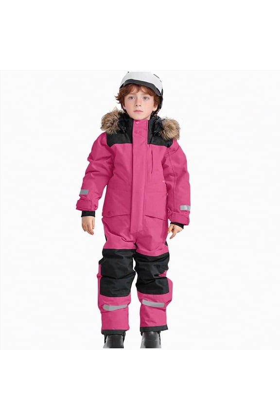 Snow Suit for Kids Girls Boys One Piece Snowsuit Waterproof Windproof Winter Outdoor Overalls Snowboarding Ski Suits for Kids Toddlers (Hot Pink,10-11 Years)