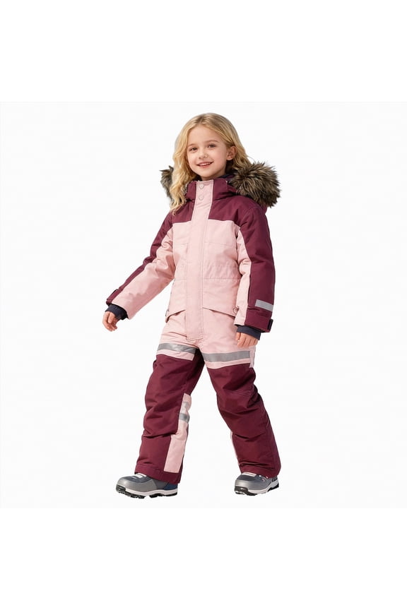 Snow Suit for Kids One Piece Snowsuit Boys Girls Windproof Waterproof Winter Outdoor Overalls Snowboarding Toddler Kids Ski Suits (Red,8-9 Years)
