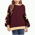thumbnail image 1 of Xyant Sweatshirts for Teen Girls Trendy Preppy Back to School Striped Baggy Cute Casual Y2K Pullover Crewneck Oversized Long Sleeve Top (,11-12 Years), 1 of 4