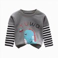 thumbnail image 1 of Xyant Toddler Baby Boy Embroidered Graphic Long Sleeve T-Shirt Animals Print Tops Little Kid Striped Tees (Grey,4-5 Years), 1 of 4