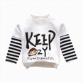 thumbnail image 1 of Xyant Toddler Baby Boy Embroidered Graphic Long Sleeve T-Shirt Animals Print Tops Little Kid Striped Tees (White,18-24 Months), 1 of 4