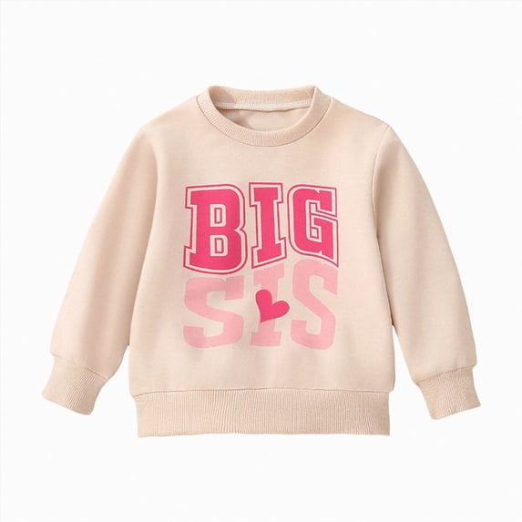Xyant Toddler Baby Boy Girl Matching Clothes Big/Little Sis Crewneck Sweatshirt Oversized Sweater Outfits (Beige,2-3 Years)