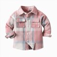 thumbnail image 1 of Xyant Toddler Baby Boys Girls Outfits Plaid Flannel Long Sleeve Shirts Kids Button Down T-Shirt Tops (Pink,5-6 Years), 1 of 7
