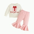 thumbnail image 1 of Xyant Toddler Baby Christmas Outfit Girl Fall Winter Clothes Long Sleeve Sweatshirts Plaid Bell Bottom Pants Outfits Set (Pink,3-4 Years), 1 of 6