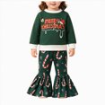 thumbnail image 1 of Xyant Toddler Baby Girl Christmas Outfit Long Sleeve Letter Sweatshirt Tops Bell Bottom Pants Set Christmas Baby Clothes,Size 18-24 Months, 1 of 8