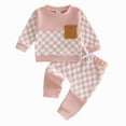 thumbnail image 1 of Xyant Toddler Baby Girl Clothes Checkerboard Print Long Sleeve Sweatshirt Tops and Pants Fall Winter Spring Outfits Set (Red,18-24 Months）, 1 of 7