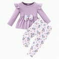 thumbnail image 1 of Xyant Toddler Baby Girl Clothes Cotton Soft Outfits Set A-Line Long Sleeve Top & Butterfly-Print Pants Cute Fall Home Outdoor (Purple,9-12 Months), 1 of 7