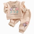 thumbnail image 1 of Xyant Toddler Baby Girl Clothes Cute 3D Floral Infant Ruffle Long Sleeve Sweathsirt Pullover Pants Set Fall Winter Outfits,Size 12-18 Months, 1 of 9