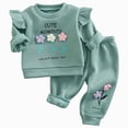 thumbnail image 1 of Xyant Toddler Baby Girl Clothes Cute 3D Floral Infant Ruffle Long Sleeve Sweathsirt Pullover Pants Set Fall Winter Outfits,Size 2-3 Years, 1 of 9