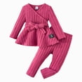 thumbnail image 1 of Xyant Toddler Baby Girl Clothes Fall Winter Outfit Long Sleeve Knit Shirts Top with Waistband Ribbed Pants Set,Size 12-18 Months, 1 of 7