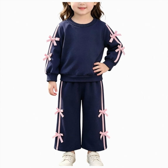 Xyant Toddler Baby Girl Clothes Fall Winter Outfits Long Sleeve Bow Sweatshirt Top Wide-Leg Pants Cute Baby Girl Clothing Set,Size 9-12 Months