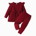 thumbnail image 1 of Xyant Toddler Baby Girl Clothes Fall Winter Outfits Ruffle Long Sleeve Knit Top Ribbed Pants Set,Size 2-3 Years, 1 of 7