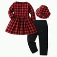 thumbnail image 1 of Xyant Toddler Baby Girl Clothes Fall Winter Outfits Set Red Plaid Tunic Tops Pants with Hat Infant Baby Girls' Clothing Sets,Size 2-3 Years, 1 of 1