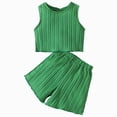 thumbnail image 1 of Xyant Toddler Baby Girl Clothes Knit Floral Fly Sleeve Tops Shorts Cute Summer Spring Outfits Infant Baby Girl Clothing Set (Green,2-3 Years), 1 of 7