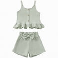 thumbnail image 1 of Xyant Toddler Baby Girl Clothes Knit Floral Fly Sleeve Tops Shorts Cute Summer Spring Outfits Infant Baby Girl Clothing Set (Light Green,18-24 Months), 1 of 6