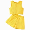 thumbnail image 1 of Xyant Toddler Baby Girl Clothes Knit Floral Fly Sleeve Tops Shorts Cute Summer Spring Outfits Infant Baby Girl Clothing Set (Yellow,18-24 Months), 1 of 7