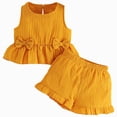 thumbnail image 1 of Xyant Toddler Baby Girl Clothes Knit Floral Fly Sleeve Tops Shorts Cute Summer Spring Outfits Infant Baby Girl Clothing Set (Yellow,2-3 Years), 1 of 5