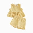 thumbnail image 1 of Xyant Toddler Baby Girl Clothes Knit Floral Fly Sleeve Tops Shorts Cute Summer Spring Outfits Infant Baby Girl Clothing Set (Yellow,6-12 Months), 1 of 7