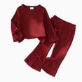 thumbnail image 1 of Xyant Toddler Baby Girl Clothes Long Sleeve Solid Sweatshirt Top Bell Bottoms Flare Pants Infant Girl Fall Winter Outfit,Size 12-18 Months, 1 of 9