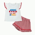 thumbnail image 1 of Xyant Toddler Baby Girl Clothes Summer Outfits Fly Sleeve Dessert House/Floral Embroidery T-shirt Top Plaid Shorts Pants 2PCS Clothes Set,Size 2-3 Years, 1 of 1