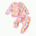 thumbnail image 1 of Xyant Toddler Baby Girl Fall Winter Outfit Rainbow/Floral Sweatshirt Pants Set Cute Clothes (Pink,6-12 Months), 1 of 6