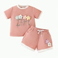 thumbnail image 1 of Xyant Toddler Baby Girl Outfits Floral Summer Clothes Infant Spring Waffle Short Sleeve Shirt Tops Cute Shorts Infant Girl Clothing Sets,Size 3-4 Years, 1 of 5