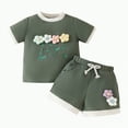 thumbnail image 1 of Xyant Toddler Baby Girl Outfits Floral Summer Clothes Infant Spring Waffle Short Sleeve Shirt Tops Cute Shorts Infant Girl Clothing Sets,Size 9-12 Months, 1 of 4