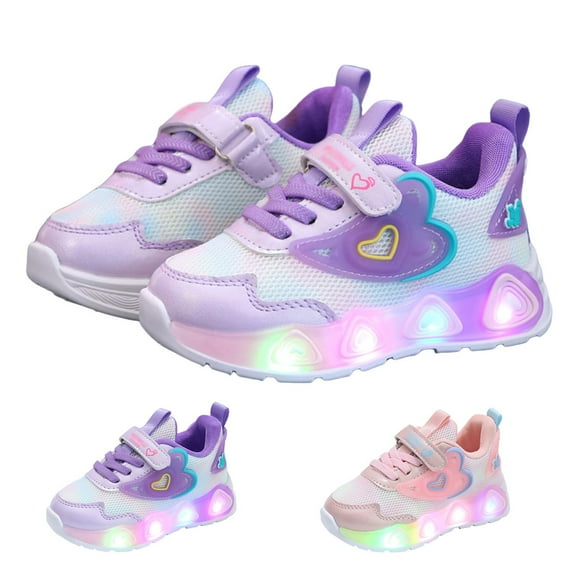Xyant Toddler Baby Girl Sneakers Butterfly Light Up Shoes Crystal Led Luminous Sport Running Shoes for Girls Purple,8.5(Toddler/Little Kid)