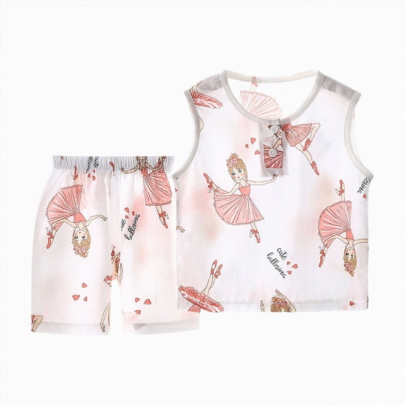 Xyant Toddler Baby Girl Summer Clothes 3 6 12 18 24 Months 2T 3T 4T 5T Boys Outfits 2Pcs Sleeveless Print Tank Top Quick-Dry Shorts Set (Light Pink,12-18 Months)