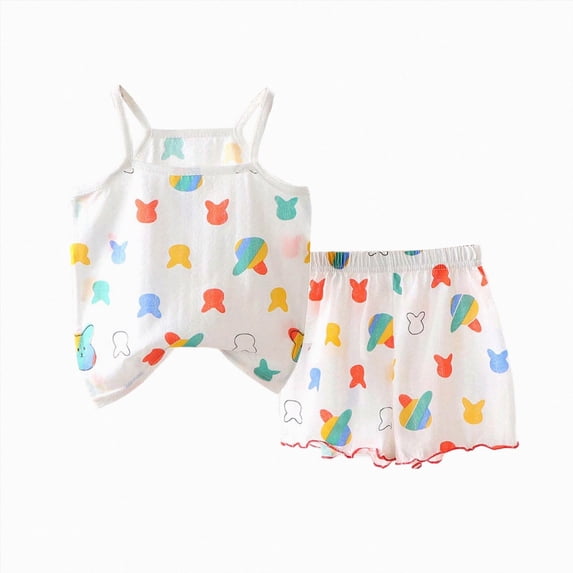 Xyant Toddler Baby Girl Summer Clothes 3 6 12 18 Months 2T 3T 4T 5T Girls Outfits Cute Printed Sleeveless Tank Top and Shorts Set (Multicolour,18-24 Months)