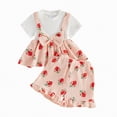 thumbnail image 1 of Xyant Toddler Baby Girl Summer Clothes Cute Cotton Linen Outfits Bow Short Sleeve Shirts Tops + Ruffle Shorts 2 Piece Set Infant Girl Outfits (Red,18-24 Months), 1 of 4