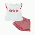 thumbnail image 1 of Xyant Toddler Baby Girl Summer Clothes House/Floral Embroidery Flying Sleeve Shirt Top Plaid Shorts Set Cute Outfit,Size 18-24 Months, 1 of 1