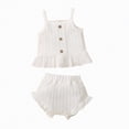 thumbnail image 1 of Xyant Toddler Baby Girl Summer Clothes Sleeveless Top and Diaper Cover Set Infant 2-Piece Tank Short Outfits Sets (White,12-18 Months), 1 of 6