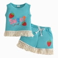 thumbnail image 1 of Xyant Toddler Baby Girl Summer Clothes Sweet Girl Strawberry Sleeveless Shirt Shorts Set Infant Cute Summer Outfits (Blue,6-9 Months), 1 of 7