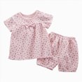 thumbnail image 1 of Xyant Toddler Baby Summer Clothes Girl 3 6 12 18 24 Months 2T 3T 4T 5T Girls Outfits Cotton Outfits Short Sleeve Contrast T-Shirts Tops Shorts Sets (Pink,4-5 Years), 1 of 5