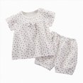 thumbnail image 1 of Xyant Toddler Baby Summer Clothes Girl 3 6 12 18 24 Months 2T 3T 4T 5T Girls Outfits Cotton Ruffled Sleeve Shirt Tops and Shorts Set Outfits (White,3-4 Years), 1 of 5