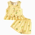thumbnail image 1 of Xyant Toddler Baby Summer Clothes for Girls 3 6 12 18 24 Months 2T 3T 4T 5T Girls Outfits Short Sleeve Letter T-Shirt Tops + Shorts Outfits Sets (Yellow,12-18 Months), 1 of 7